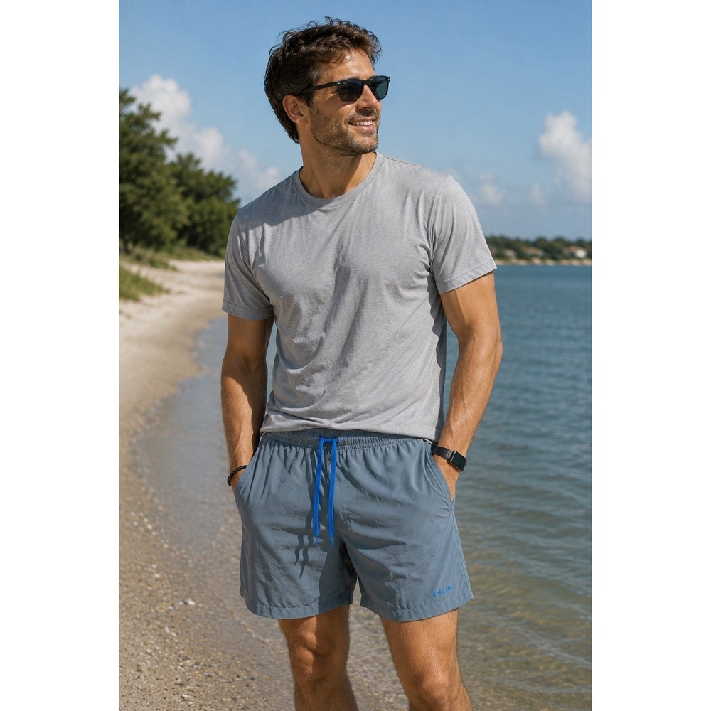 HUK Pursuit Volley Fishing Shorts Lined‎ Mens M Blue Quick Dry Swim Beach EUC